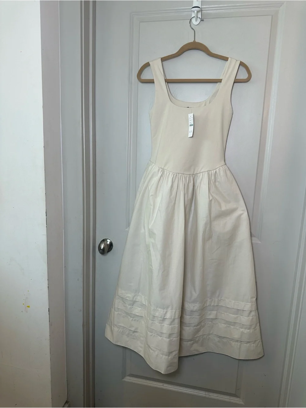 NEW J. Crew Drop Waist Mixy Cotton Poplin Skirt Cream Minimalist Maxi Dress,  XS